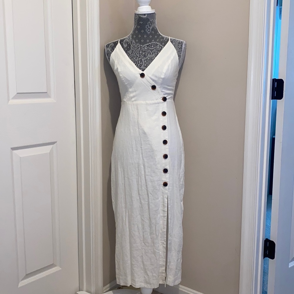 Urban outfitters white linen strap dress size S